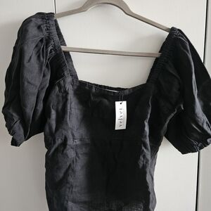 Velvet by Graham & Spencer Black Puff Sleeve Blouse
